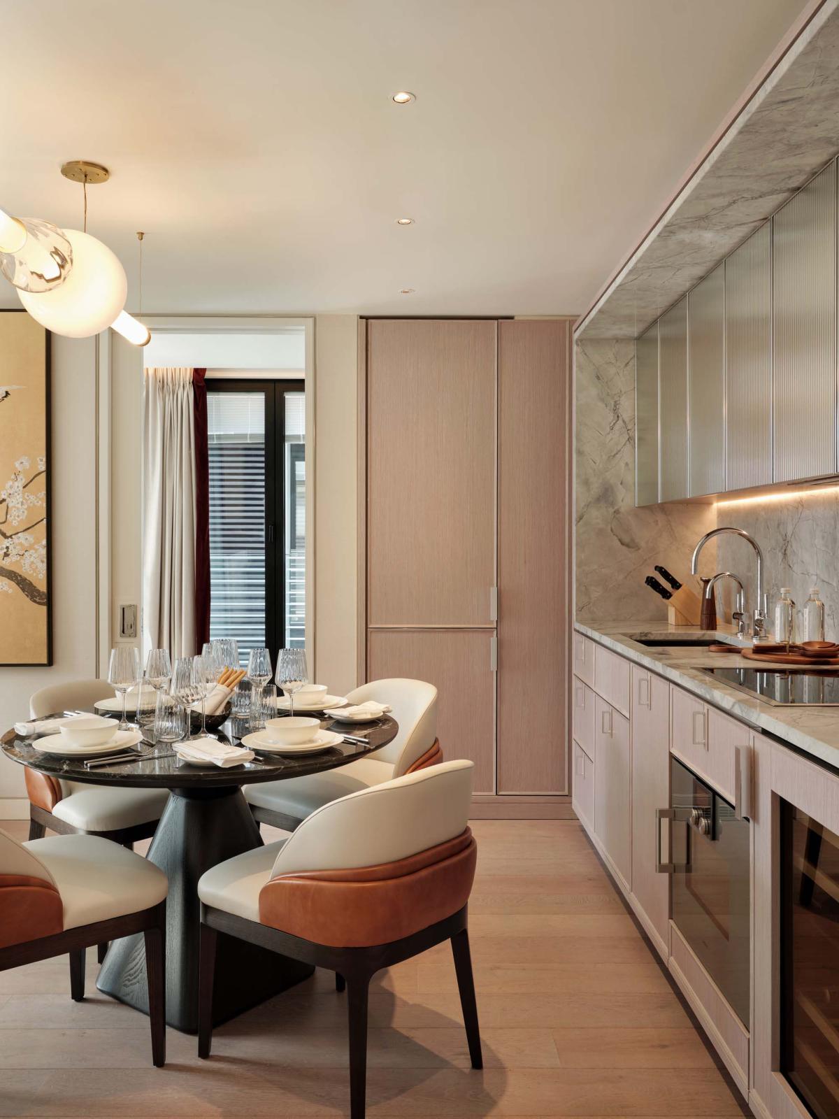 Artisanal glass chandelier in high-end residential project